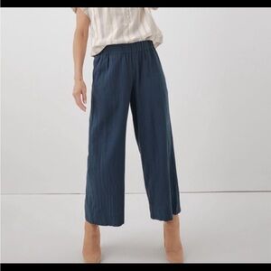 PACT ORGANIC COASTAL DOUBLE GAUZE WIDE LEG PANTS IN FRENCH NAVY Women’s Large